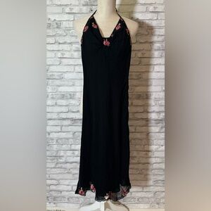 Betsey Johnson Vintage Black Floral Rose MidiDress